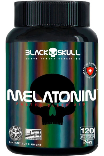 Melatonina Black Skull 0,21mg - 120 Comprimidos Subllinguais Sabor Neutro