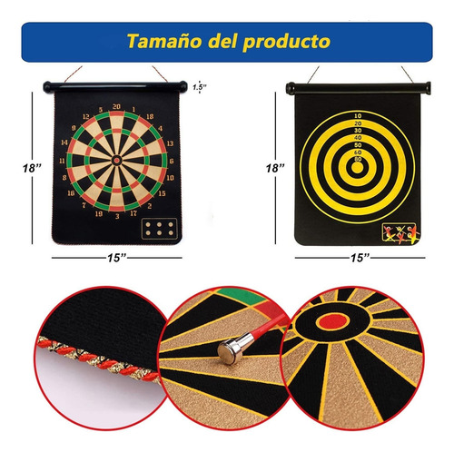 Doble Cara Juego De Dardos,6 Dardos Punta De Acero Magnético