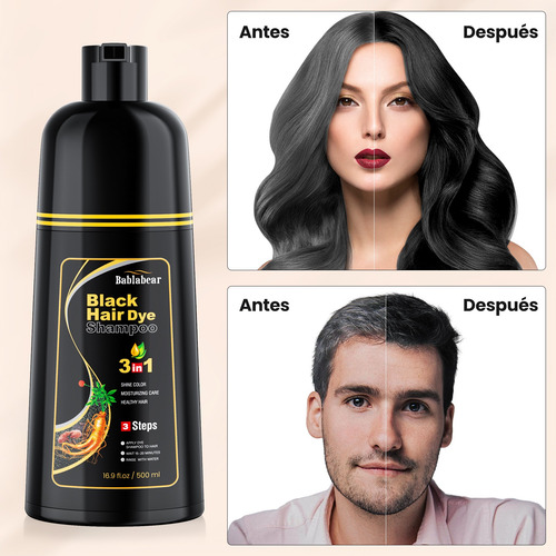 Shampoo Para Canas 500ml Natural Jengibre Tinte Cubre Canas