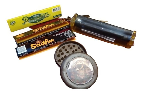 Kit Dichavador Bolador Gr + Triturador + Sedas Tabacaria