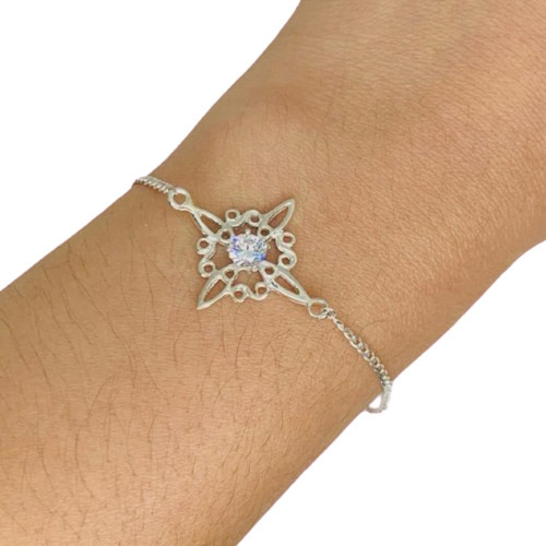 Pulsera Groumet Dije Nudo De Bruja C Cubic Plata 925 Ps 22 