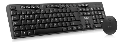 Kit De Teclado Y Mouse Inalámbrico Ghia Receptor Ubs Español Negro Negro