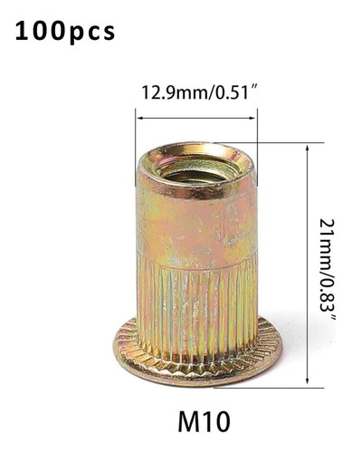 - Tuerca De Inserción Remache M10 Zinc Chapado En Color