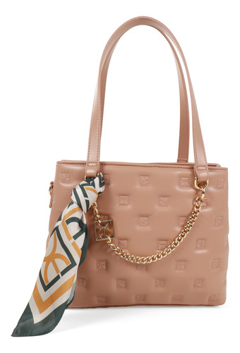 Bolsa Satchel Cloe Para Mujer Acolchada Y Mascada Multiusos Color Rosa