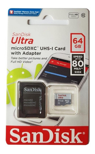 Cartão Micro Sd Ultra 64gb 80mbs Sandisk