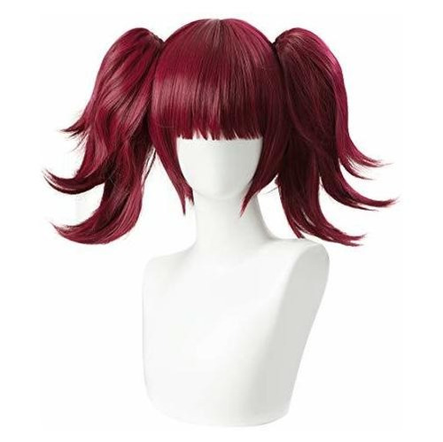 Corto Curly Red Pigtails Wig Con Bangs Para Mujer Td33l