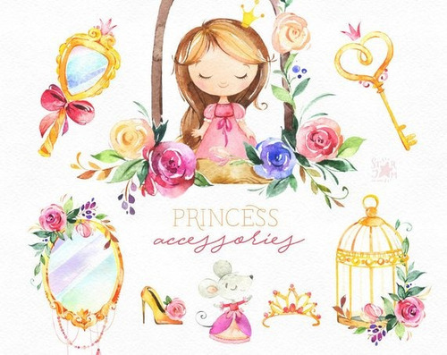 Clipart Accesorios Princesas Acuarela