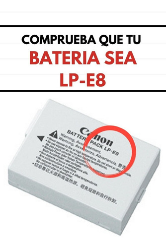 Imagen 2 de 2 de Cargador Bateria Canon T3i - T4i- T5i Modelo Lpe8