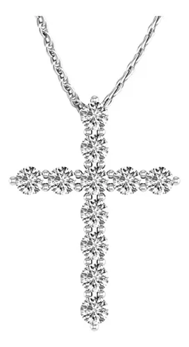 Colgante Cruz De Oro Blanco 14k/585 - Para Hombre Y Mujer, Altura 18 O 21 Mm, Con Estuche De Joyería