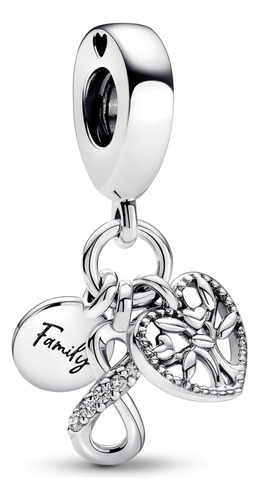 Charm Colgante Triple Infinito Familia Color Plata