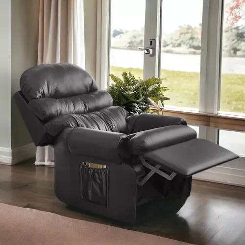 comprar Poltrona Papai Reclinavel Corino Conforto Quarto Sala Cor Preto Desenho Do Tecido Corino Liso Top Sofas