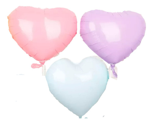 90 Globos Corazon Gellibean #18 45cm Colores Pastel Macarron