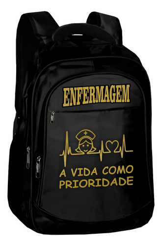 Mochila Bolsa Enfermagem Universitaria Enfermeira Dourado