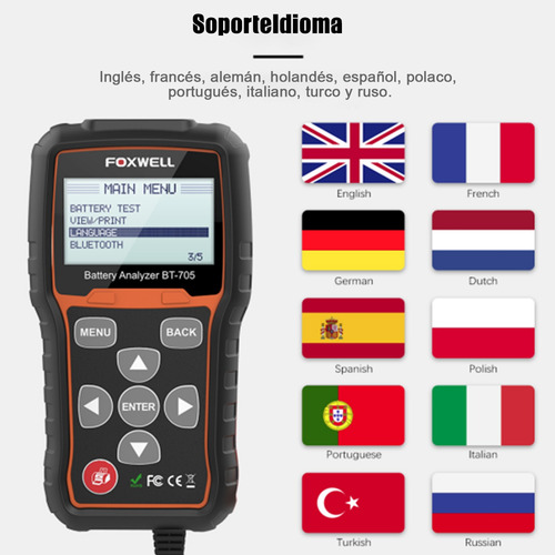 Foxwell Bt705 Testador Bateria Carro Cca Analisador 12/24v