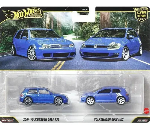 Conjunto Hot Wheels Premium Golf R32 E Mk7 Azul-cel ][ Coral Claro ...