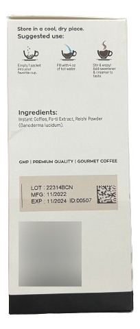 Café Black Coffee Gourmet Con Hongo Reishi