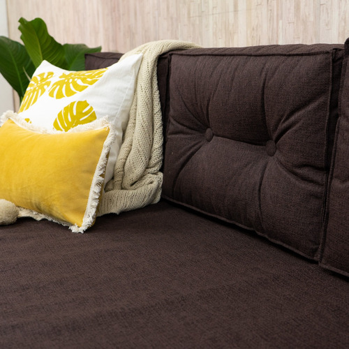 Kit Divan Chenille Antidesgarro 5 Almohadones + Funda Chocolate Nativa