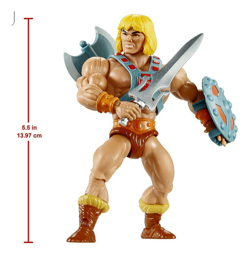 He-man Versión Mattel Cabeza Retro, 14 Cm. 20 Movidas. (Usado)