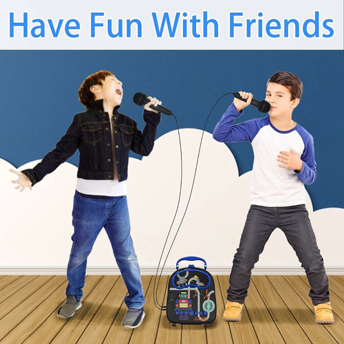 Kids Karaoke Portatil Con 2 Microfonos Bluetooth Toddler