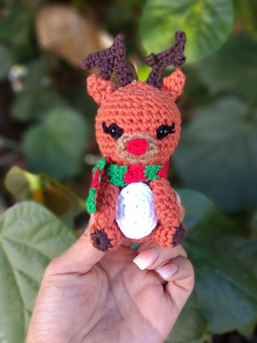 Llavero Reno Navideño Tejido A Crochet 