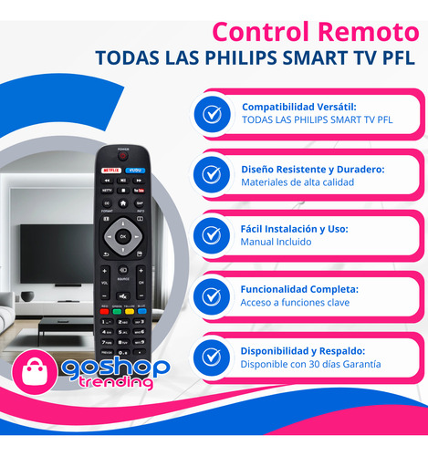 2pz Control Compatible Philips Todas Pantallas Smart Tv Pfl