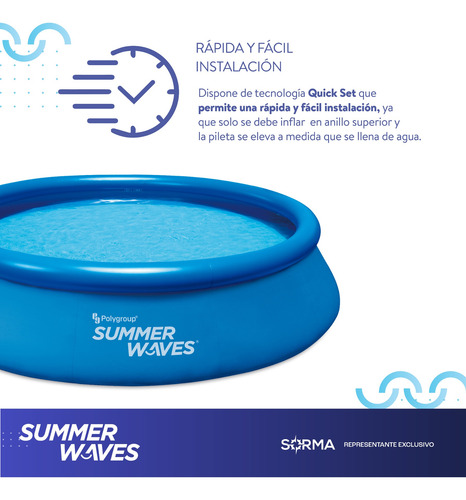 Imagen 7 de 10 de Pileta Inflable Redonda Summer Waves 5454lt Facil Armado