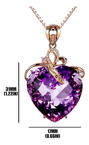 Collar Con Colgante De Amatista En Forma De Corazón De Lujo