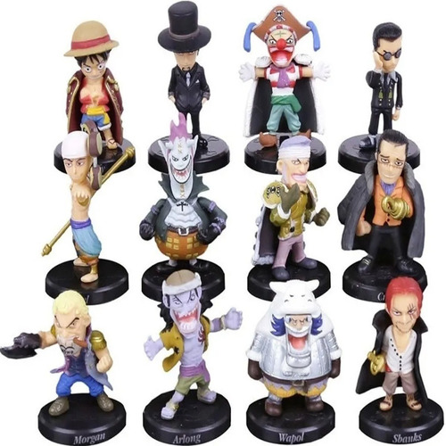 Kit 12 Bonecos Action Figure One Piece Luffy Kuro Enel Krieg