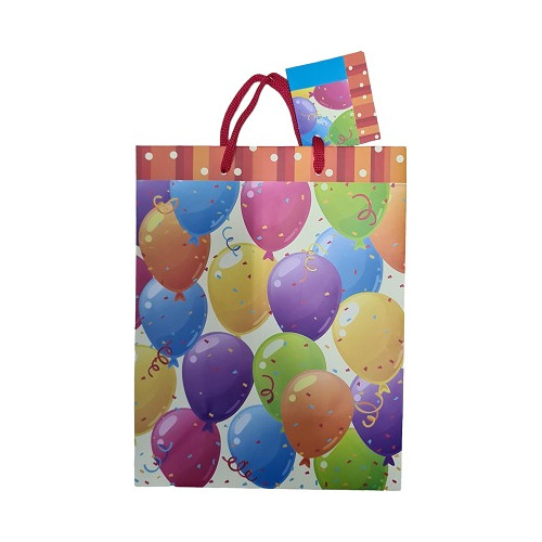 Bolsa De Regalo Pequeña Globos Multicolor 18cm X 10cm X 23cm