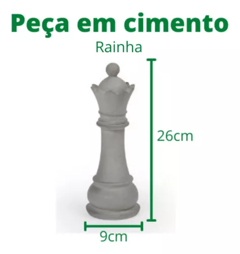Kit Peças Xadrez Peão Torre Cavalo Bispo Rainha Rei Cimento