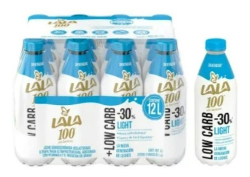 Leche Lala 100 Low Carb Deslactosada Light 12 Pzas  1 L C/u