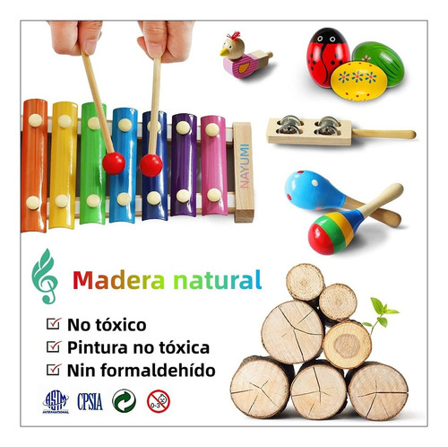 Instrumentos Musicales Percusión De Madera Para Niños 22pcs