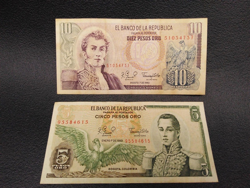 Makuka: Antiguo Billete Colombia 5-10 Pesos Bol8 Mnn