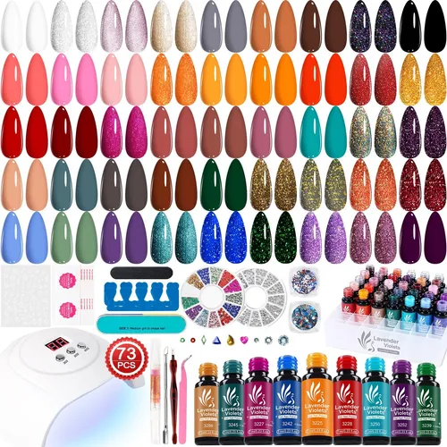 Kit Esmaltes Semipermanente 73 Piezas Con Lampara Uñas 54w