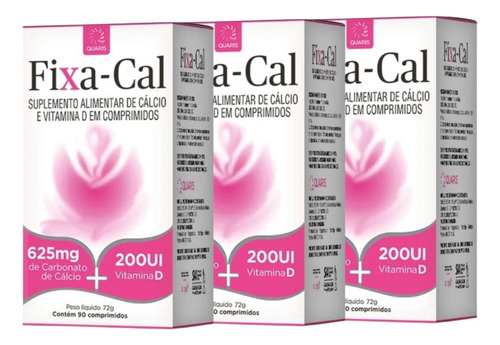 Kit 3x Vitamina Fixa-cal 625mg + 200ui 90 Cpm - Quaris