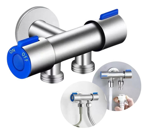 Torneira Registro T Duas Saídas Valvula Dupla Inox Higiênica