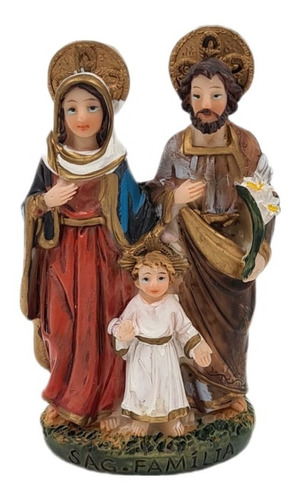 Mini Sagrada Familia Jesus Maria Jose Imagem Resina - 8cm