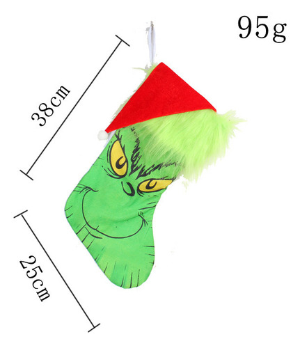 2 Pcs Saco De Doces Para Meias Brilhantes Grinch De Natal