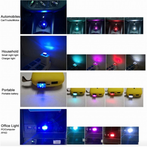 Imagen 4 de 7 de 4pcs Usb Led Mini Luz Inalámbrica Del Coche Iluminación