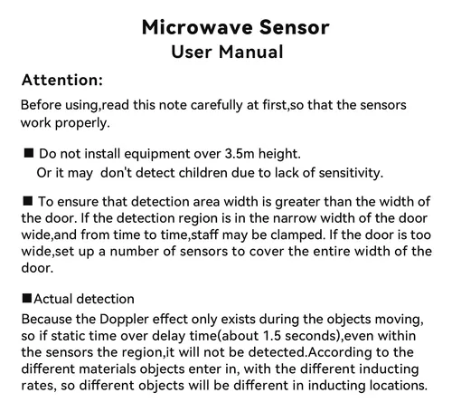  Sensor de movimiento universal de microondas 12-24v Sensores de  autodoor Sensor de 24.125GHZ para control automático de acess de puerta de  apertura Sensor de movimiento PIR Detector de infrarrojos de salida 