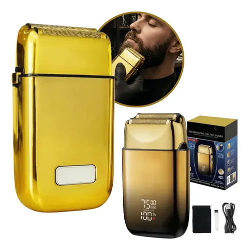 Barbeador Elétrico Profissional Recarregável USB Máquina metal Ac...