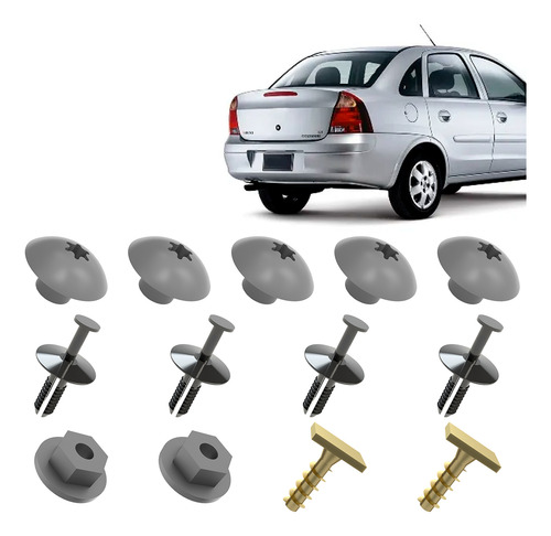 Kit Grampo Presilha 13 Pç Parachoque Traseiro Corsa 08 09 10