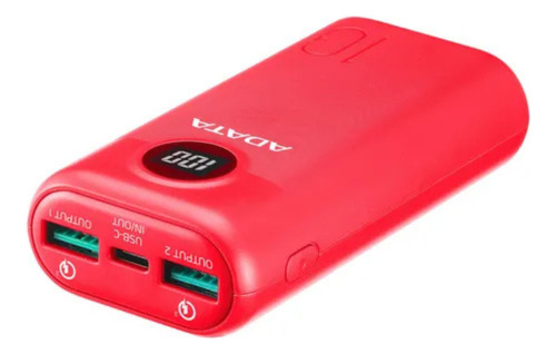 Power Bank Portátil Adata 10000mah P10000 Carga Rapida Usb-c Rojo
