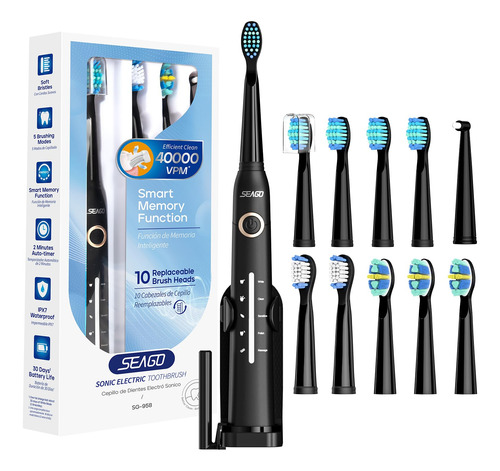 Seago Cepillo De Dientes Electrico Sonic Para Adultos Con 10