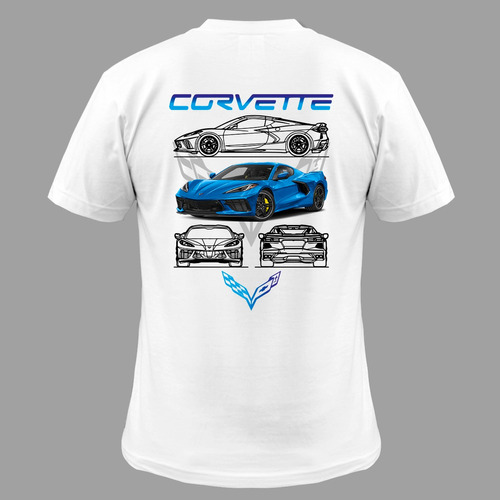 Playera Auto Deportivo Chevrolet Corvette Azul Historia