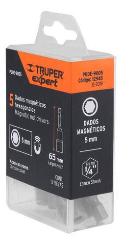 Juego Dados Magnéticos, 5 Mm, 5 Piezas, Truper Expert