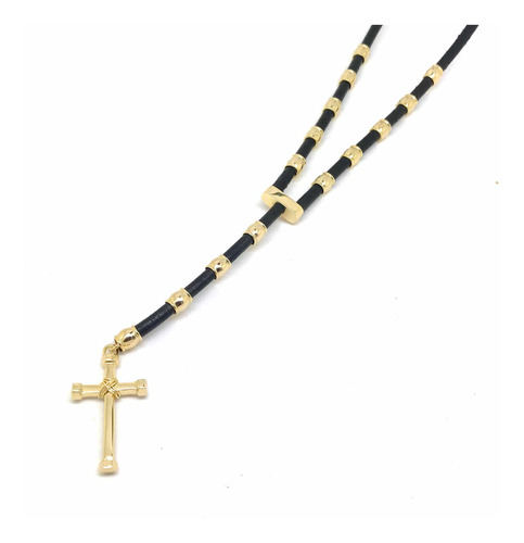 Terço Masculino Colar Crucifixo Cruz Joia Banhado A Ouro 18k