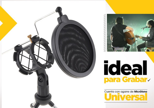 Soporte Microfono Mesa Radio Kit Tripode + Araña + Anti Pop