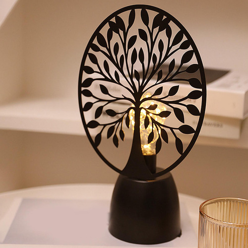 Lámpara De Mesa Con Luz Nocturna De Hierro, Adorno De