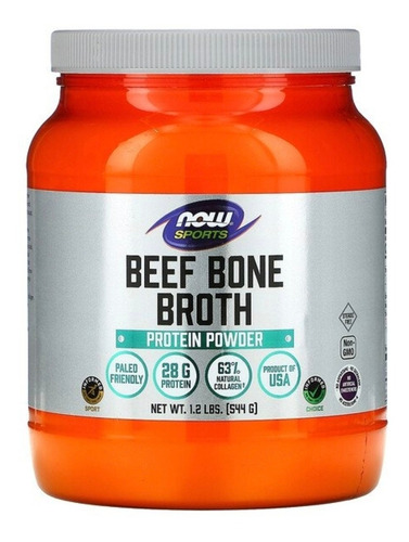 Beef Bone Broth Protein Now Proteína Colágeno Em Pó 544g